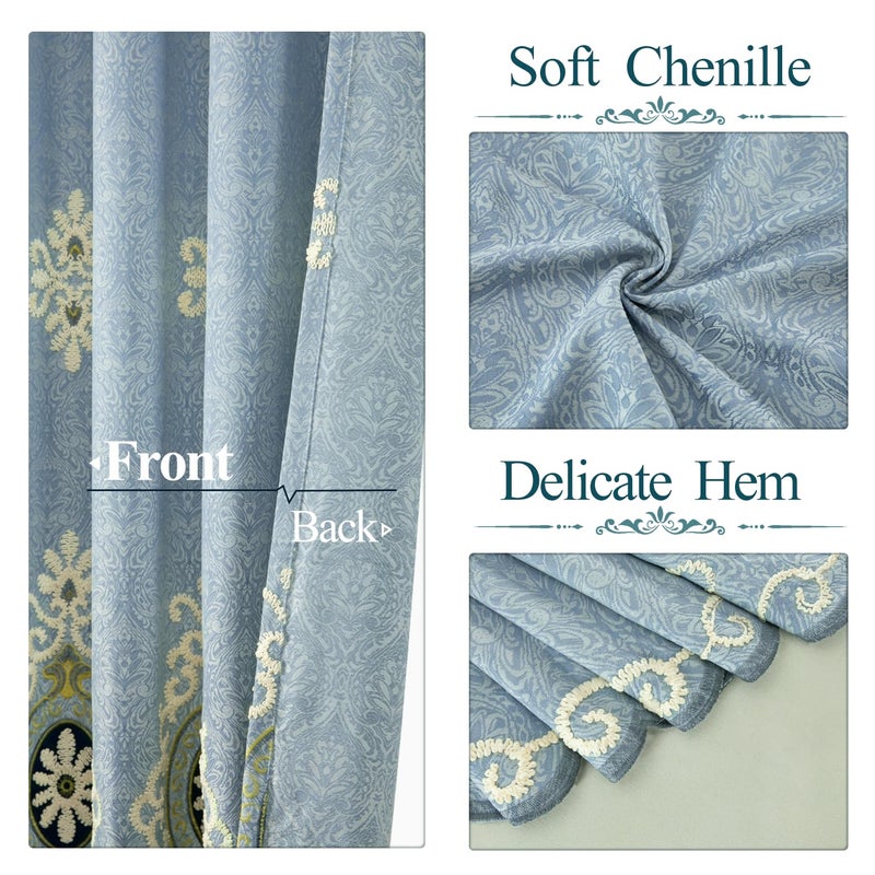 VOGOL Customized Simple Chenille Jacquard Blackout Window Elegance Curtains/Drapes/Panels/Treatments for Bedroom Living Room,Top Grommets, Two Panels, W54 x L96 inch - Image 5